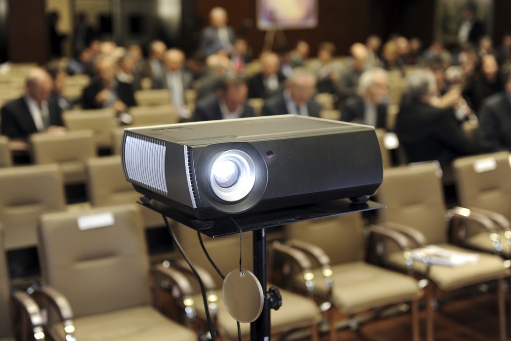 Projector on stand